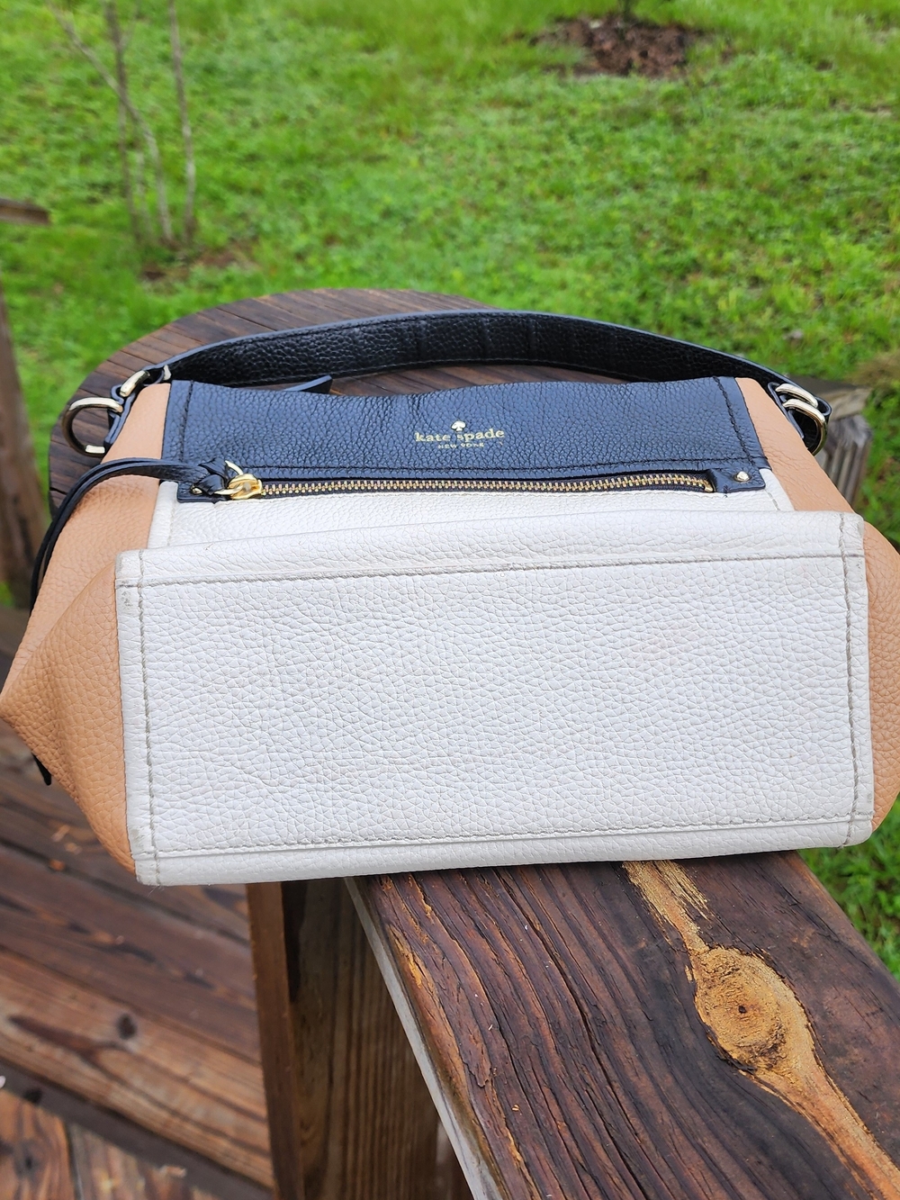 kate spade Black, White & Tan Colorblock Leather Shoulder Bag - Picture 16 of 16